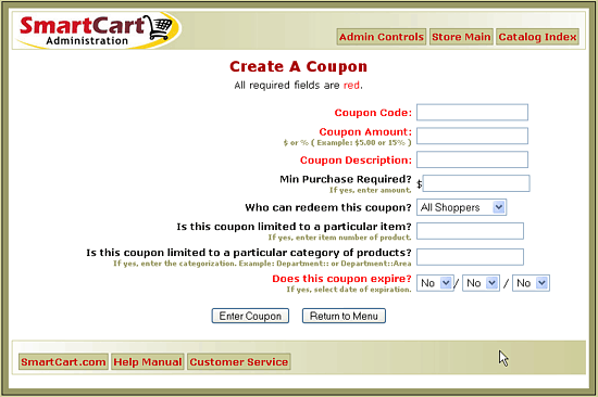 Create Coupons